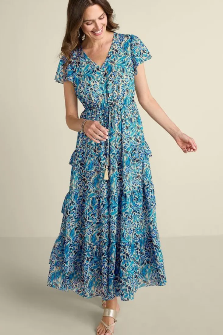 Clearance Soft Surroundings Aleyah Maxi Dress PaisleyIkatOvercast