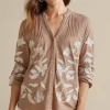 Online Soft Surroundings Alva Embroidered Knit Top Beige