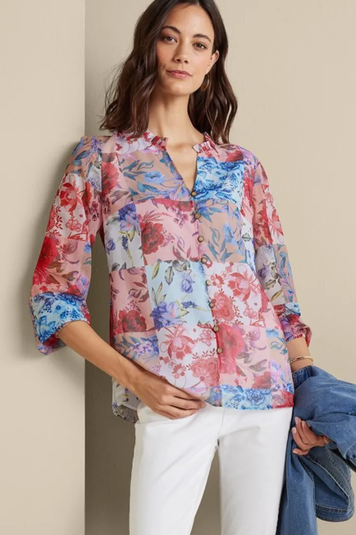 Flash Sale Soft Surroundings Anastasia Shirt ChrysanthemumFloral