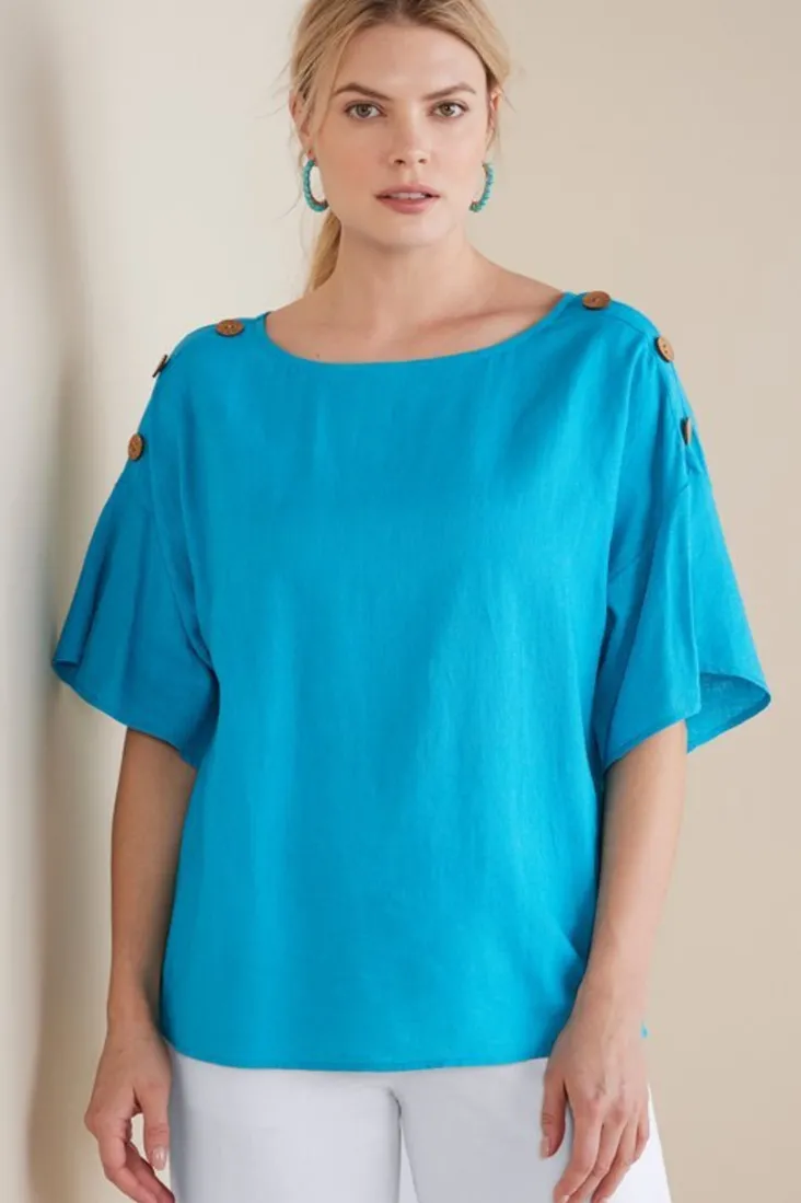 Hot Soft Surroundings Andrea Linen Blend Pullover