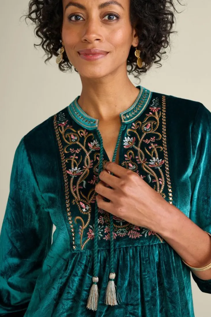 ashanti_embellished_velvet_tunic_5.webp Clearance Soft Surroundings Ashanti Embellished Velvet Tunic JuneBug