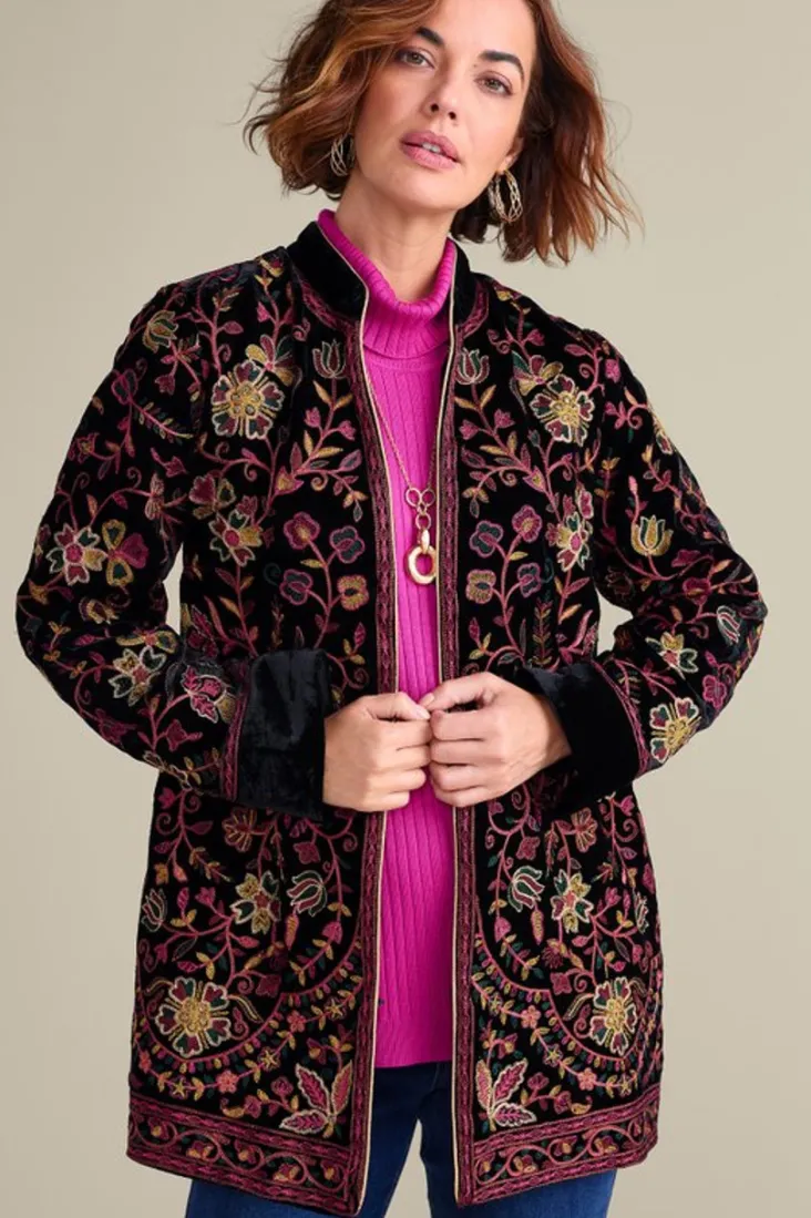 Online Soft Surroundings Astrid Velvet Jacket Black