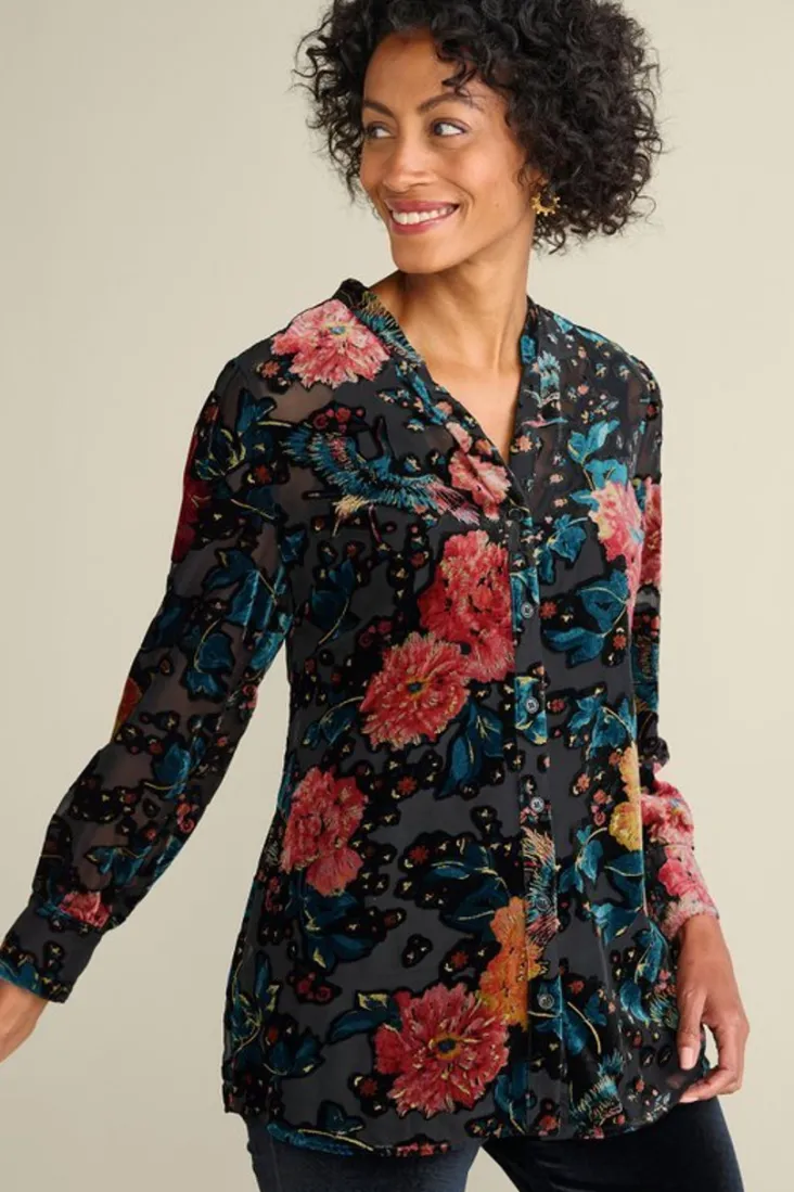 Hot Soft Surroundings Autumn Velvet Tunic BlackMulti
