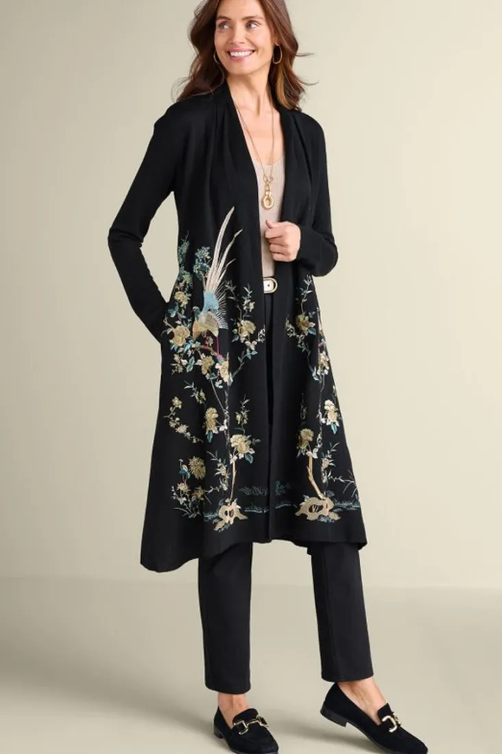 Flash Sale Soft Surroundings Ava Embroidered Cardigan Black