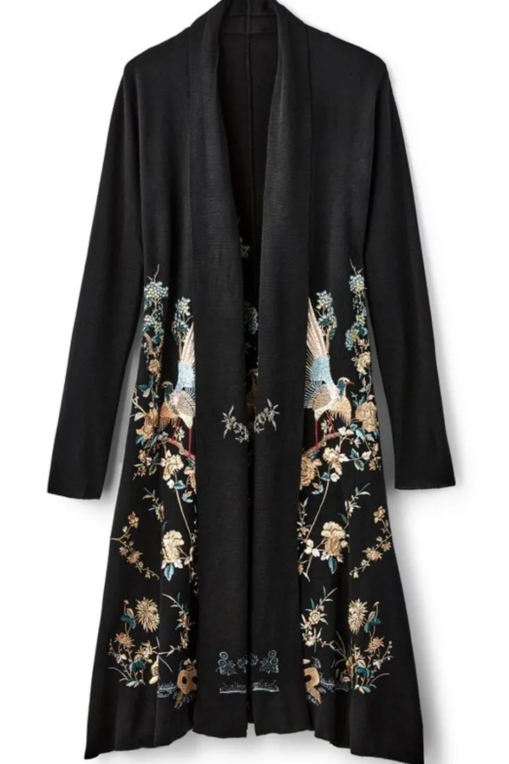 Flash Sale Soft Surroundings Ava Embroidered Cardigan Black