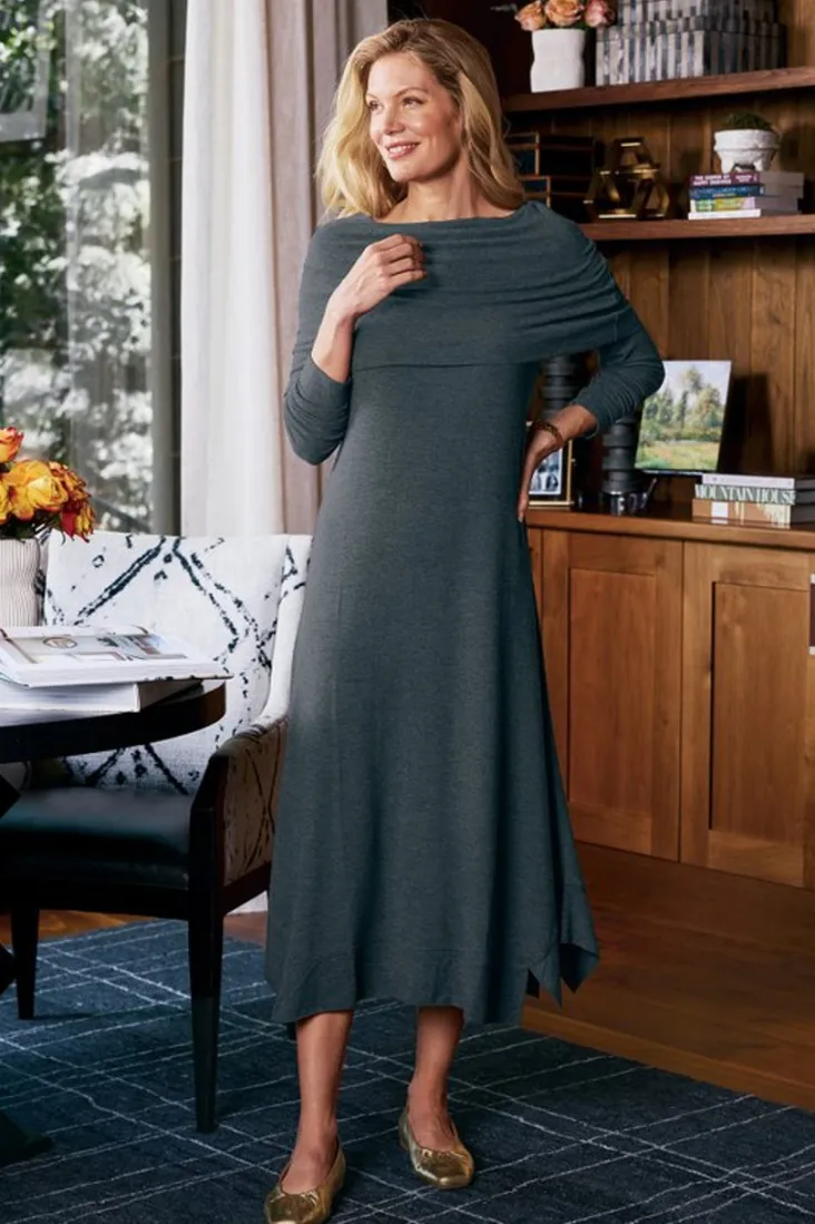 bcall_knit_midi_dress_3.webp Shop Soft Surroundings B'call Knit Midi Dress CharcoalHeather