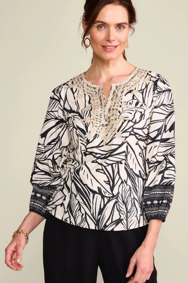 New Soft Surroundings Bellamy Top PaoloPalm/OsascoBorder