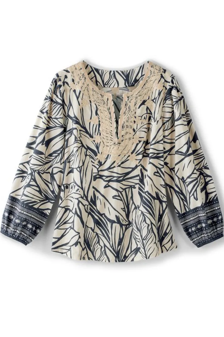 New Soft Surroundings Bellamy Top PaoloPalm/OsascoBorder