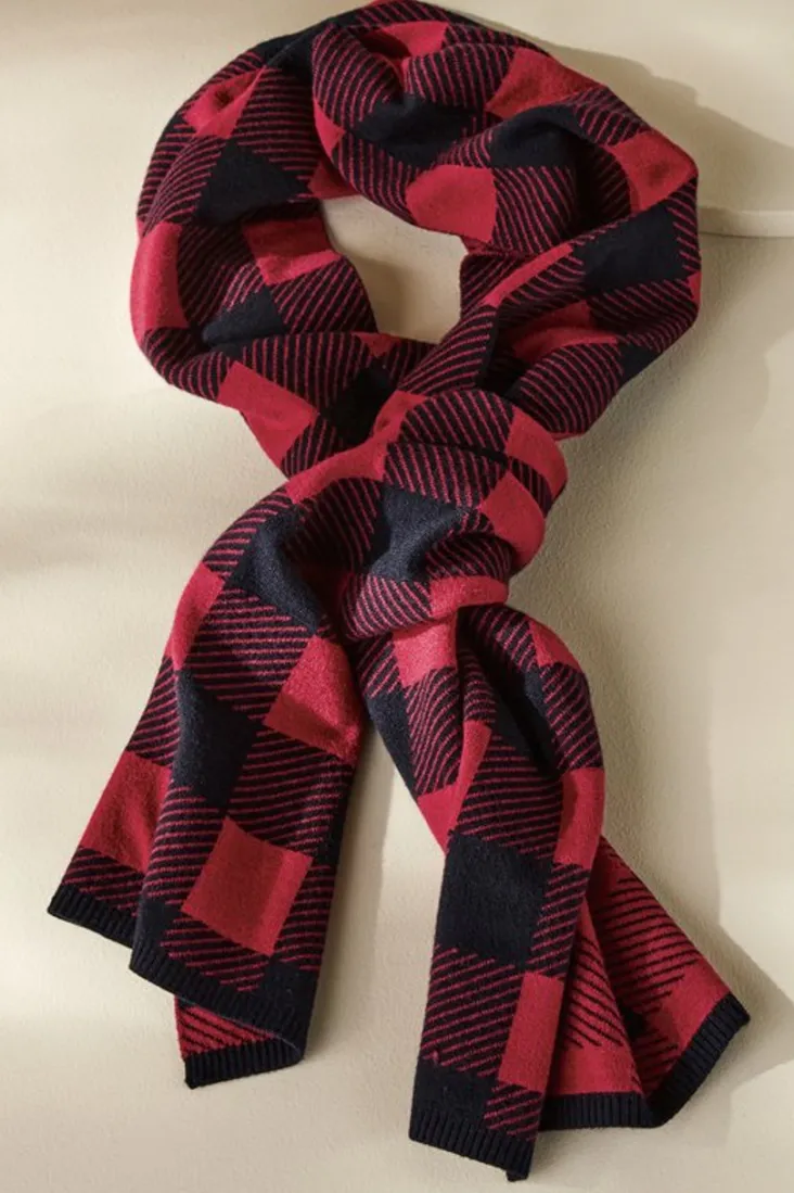 New Soft Surroundings Bera Plaid Scarf RioRedBuffaloCheck