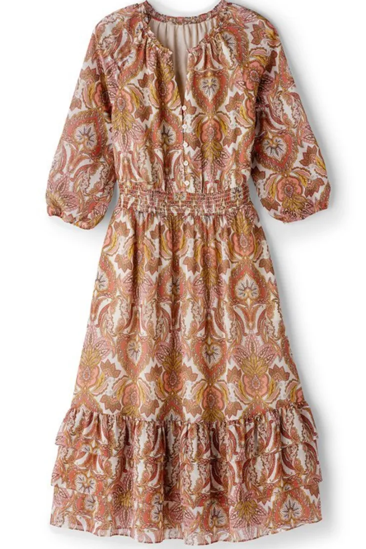 Cheap Soft Surroundings Betsey Midi Dress GlobalScarfCreamCoral