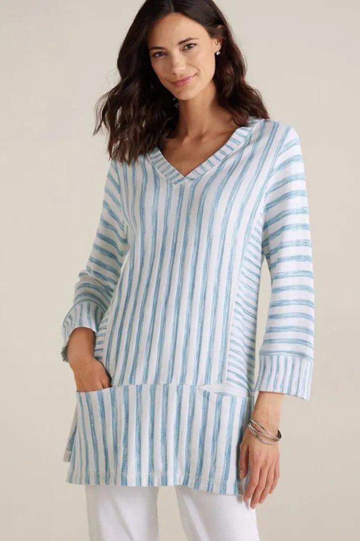 Store Soft Surroundings Briza Stripe Tunic ChambrayBlue/WhiteStrip