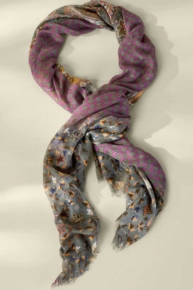 Hot Soft Surroundings Cadence Patchwork Scarf SangriaMulti