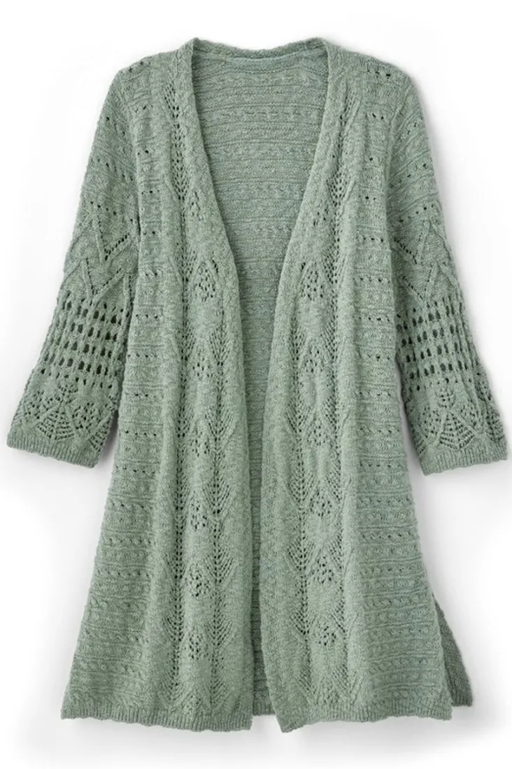 Hot Soft Surroundings Calistoga Pointelle Cardigan GreenMilieu