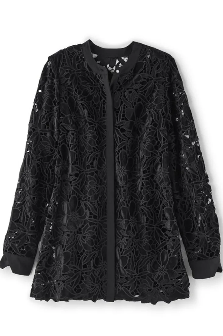 Clearance Soft Surroundings Candace Velvet Lace Tunic Black