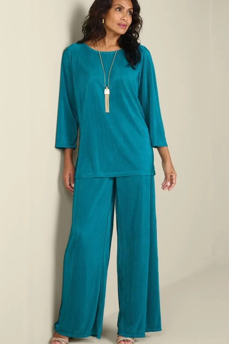 Online Soft Surroundings Cella Plisse Wide Leg Pants DeepLagoon
