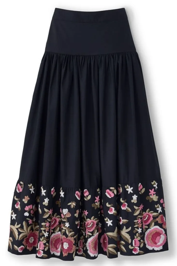 Fashion Soft Surroundings Cindi Embroidered Maxi Skirt Black