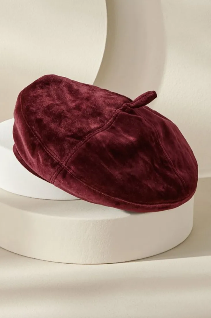 Discount Soft Surroundings Colette Velvet Beret Wine