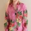 Hot Soft Surroundings Danica Embellished Shirt Red/PinkFloral
