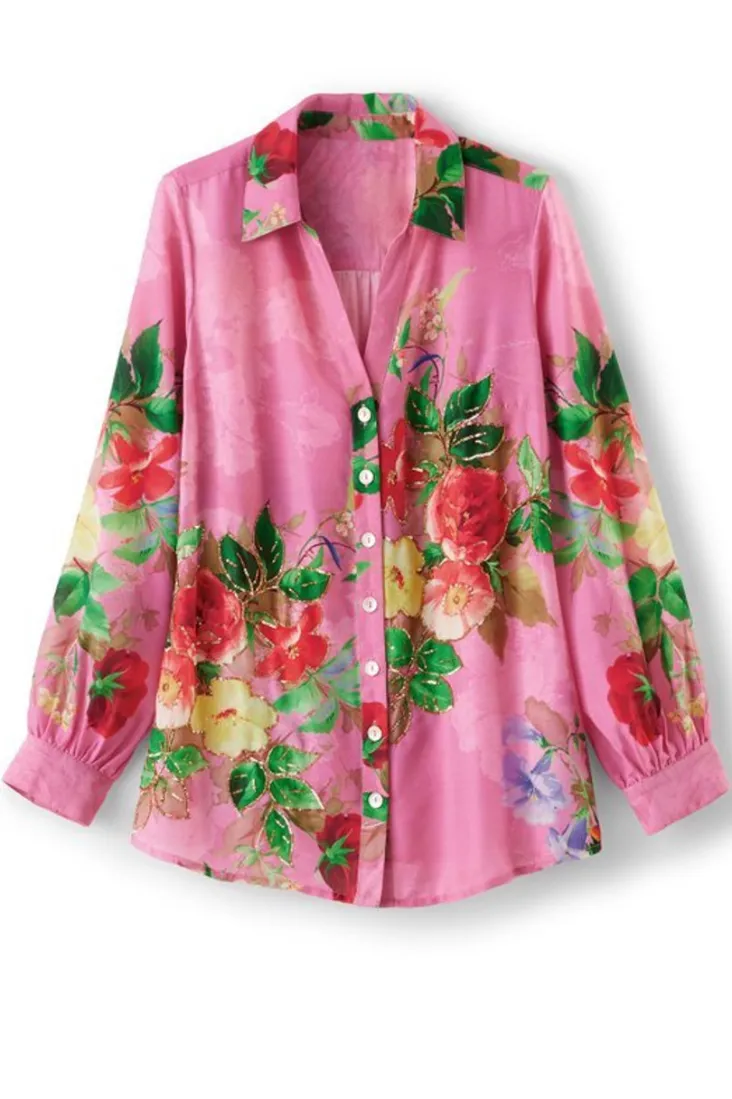 danica_embellished_shirt_1.webp Hot Soft Surroundings Danica Embellished Shirt Red/PinkFloral