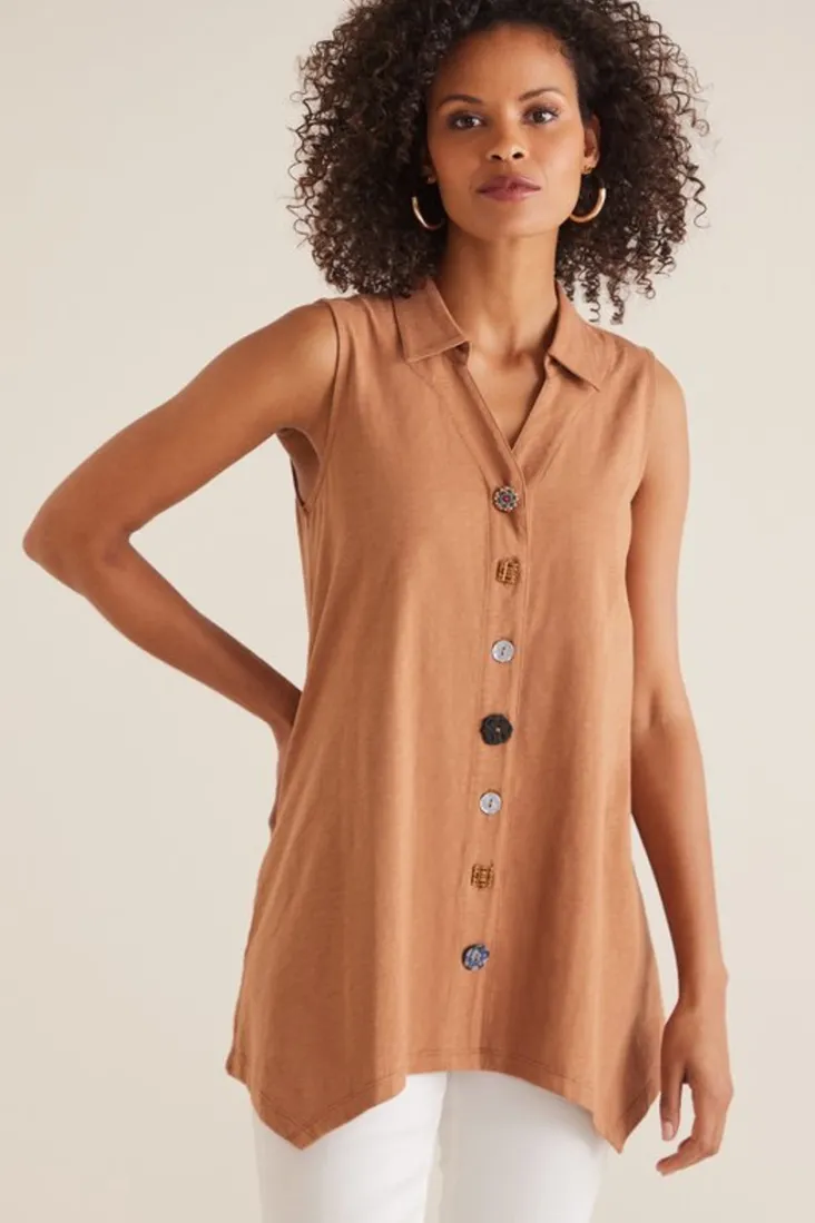 Discount Soft Surroundings Danielle Button Tank