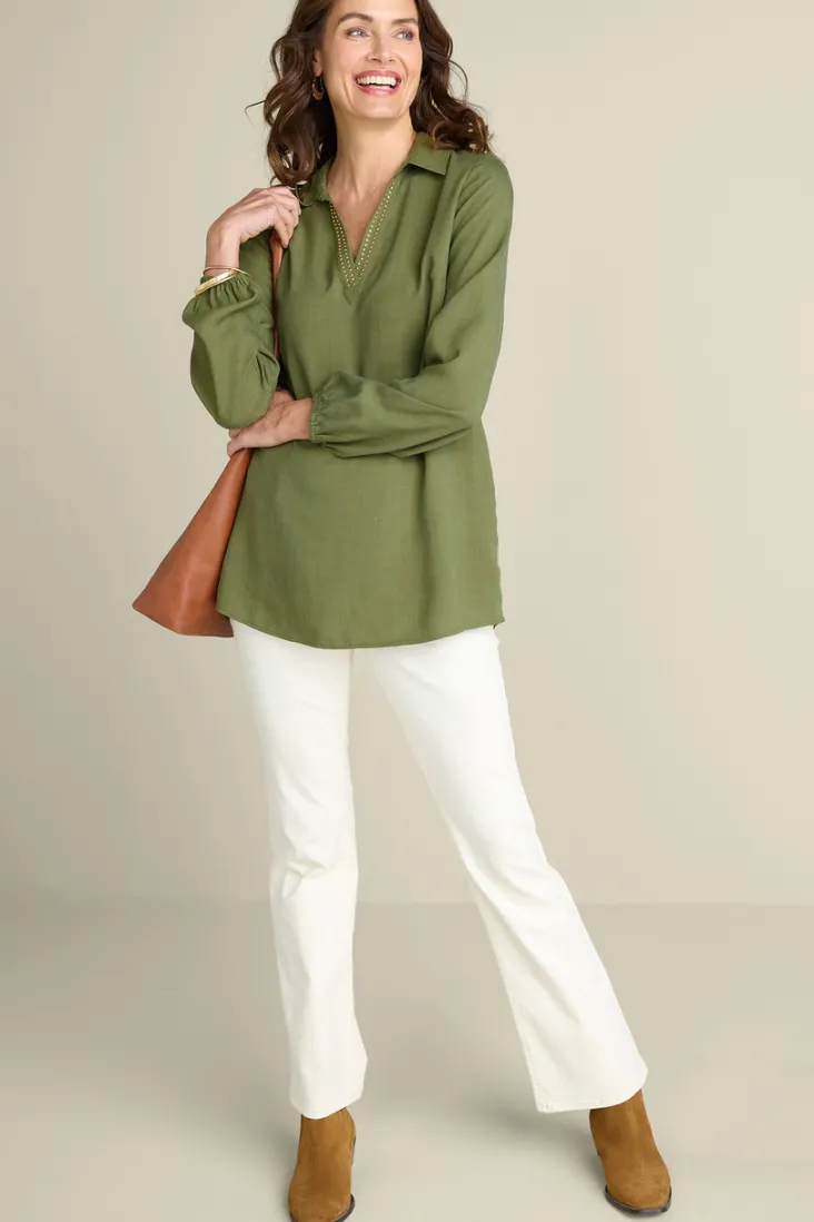 delaine_tencel_tunic_2.webp Cheap Soft Surroundings Delaine Tencel™ Tunic LodenGreen