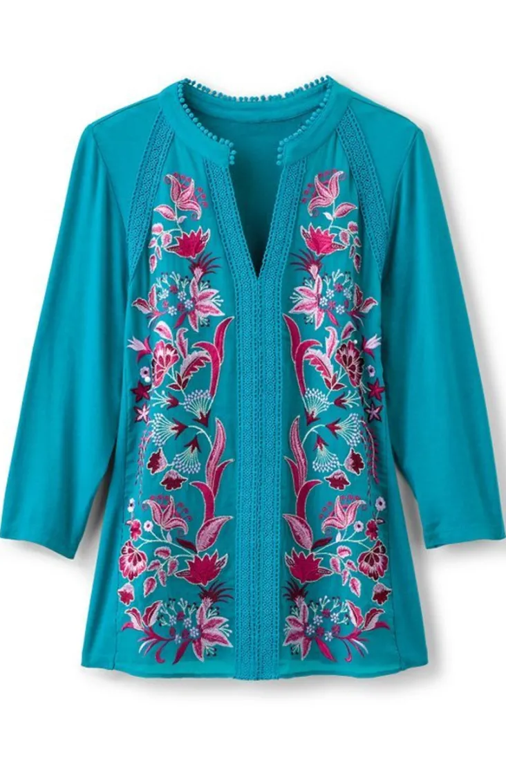 Outlet Soft Surroundings Delsie Embroidered Top