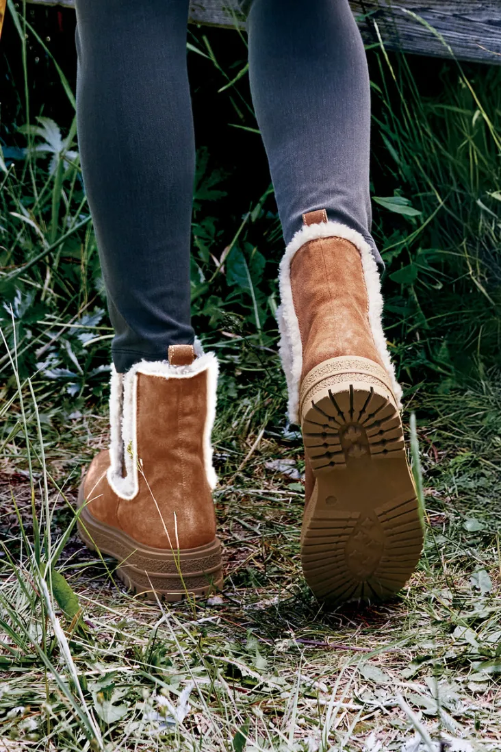 New Soft Surroundings Diba True Temperature Shearling Boots Cognac