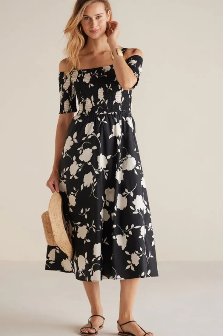 Flash Sale Soft Surroundings Divani Dress BlackWhiteFloral