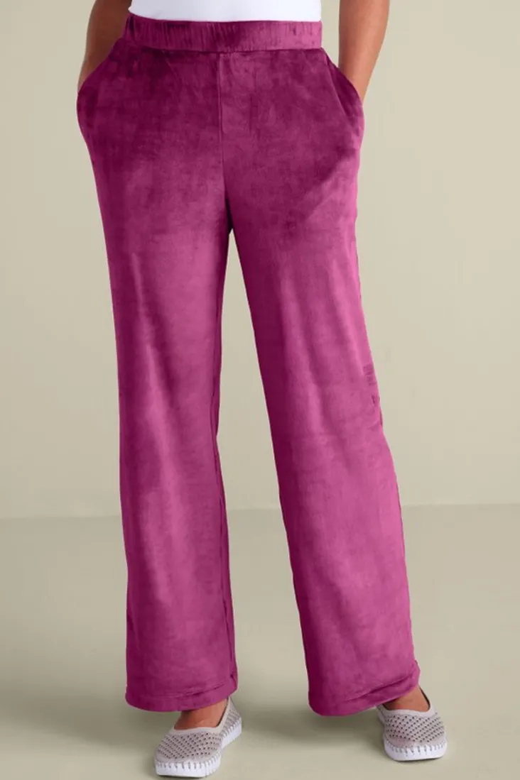 dixie_velour_wide_leg_pants_2.webp Online Soft Surroundings Dixie Velour Wide Leg Pants Boysenberry