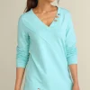 Shop Soft Surroundings Dove French Terry Asymmetrical Tunic PastelTurquoise