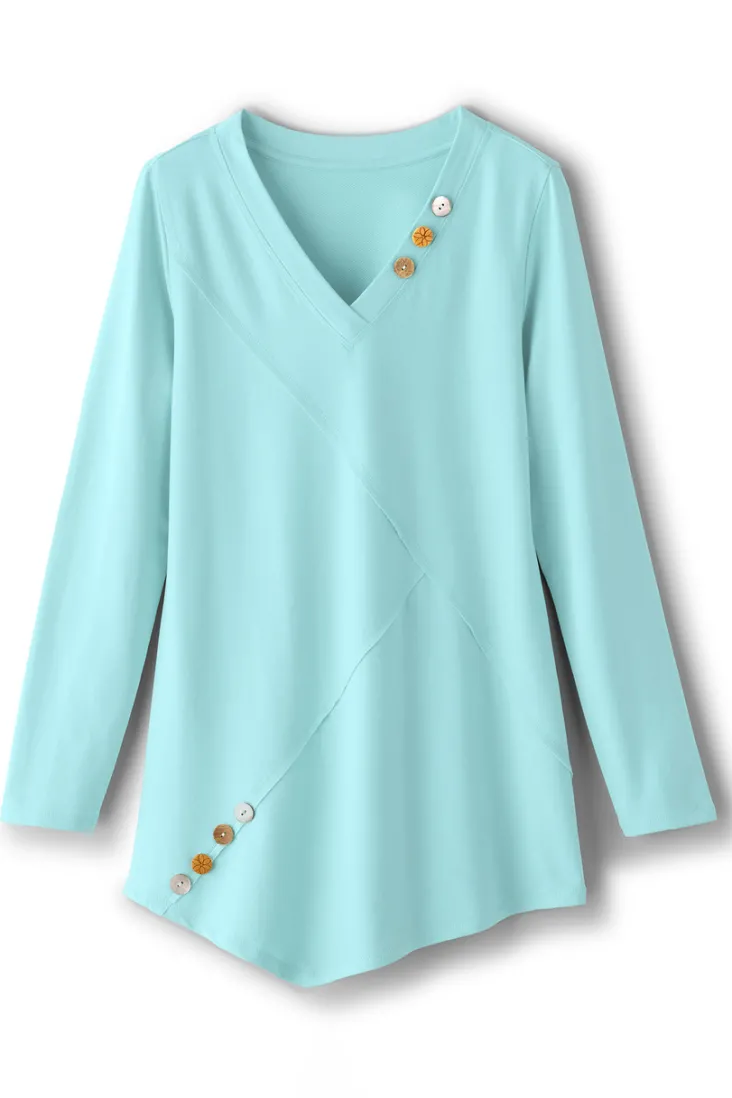 dove_french_terry_asymmetrical_tunic_1.webp Shop Soft Surroundings Dove French Terry Asymmetrical Tunic PastelTurquoise