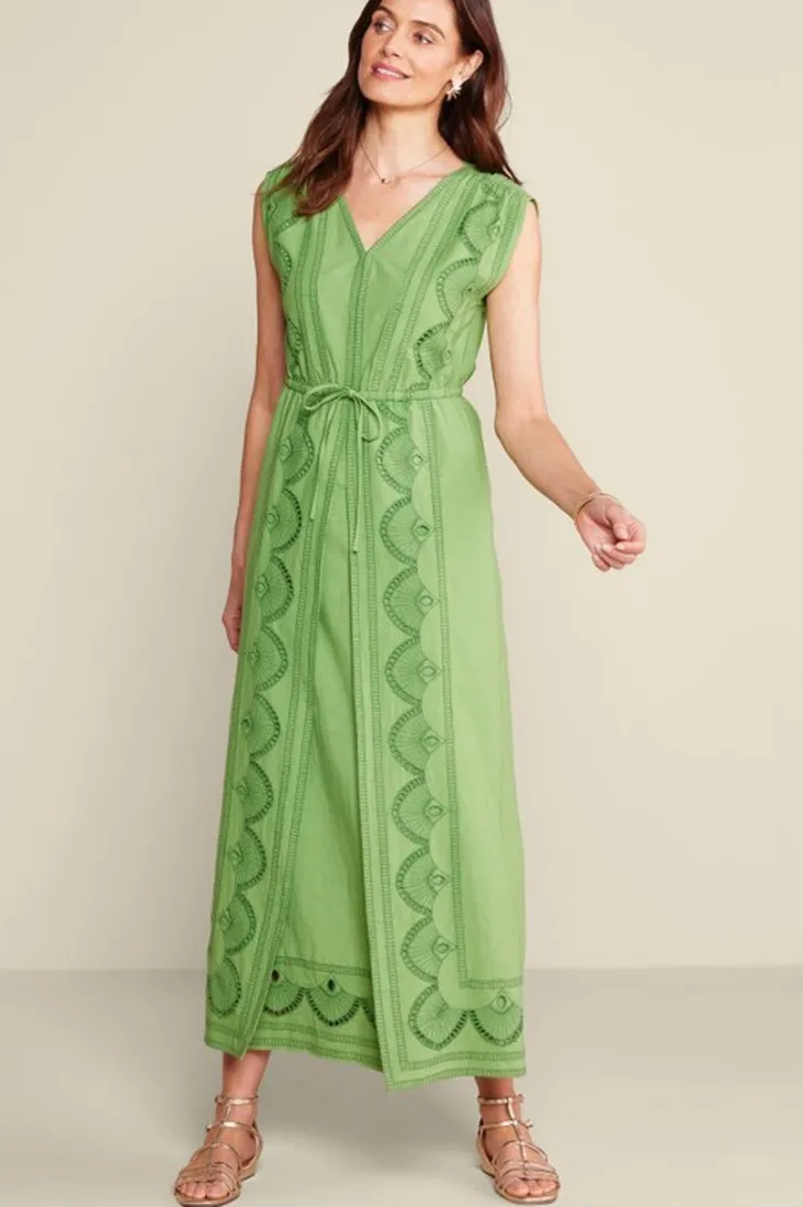 Best Soft Surroundings Ellison Linen Blend Maxi Dress PiquantGreen