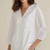 Outlet Soft Surroundings Elodie Windowpane Gauze Top Navy
