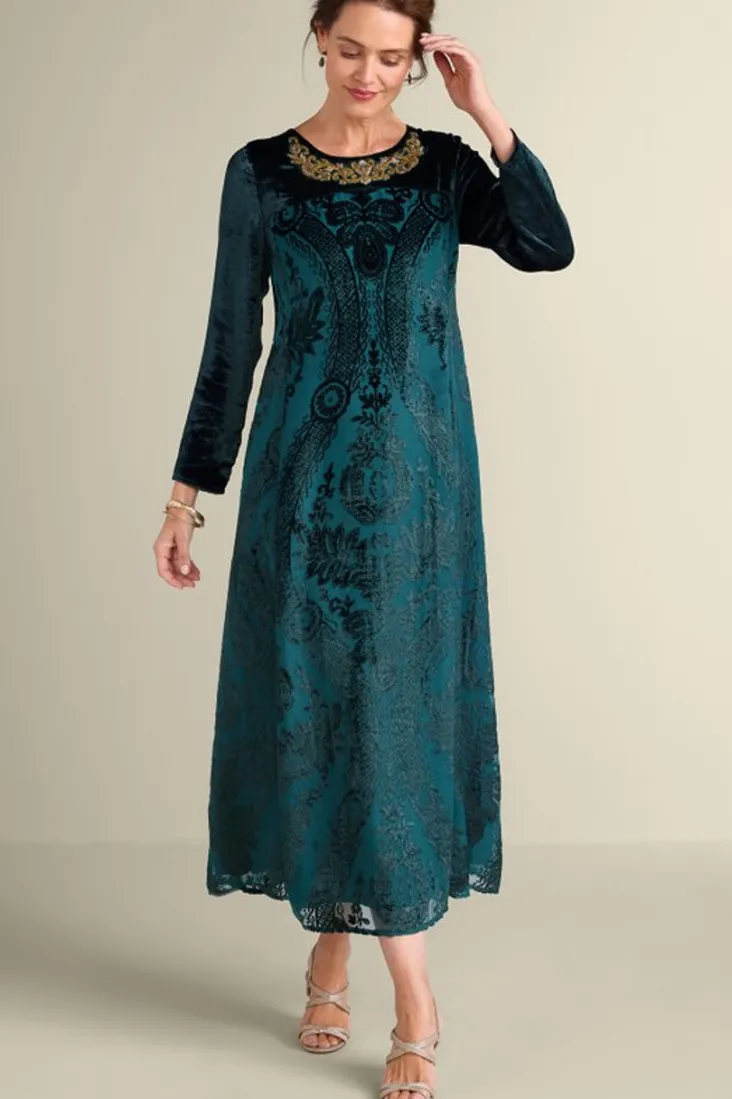 Discount Soft Surroundings Emaline Velvet Burnout Maxi Dress JuneBug