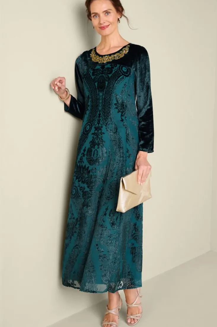 emaline_velvet_burnout_maxi_dress_2.webp Discount Soft Surroundings Emaline Velvet Burnout Maxi Dress JuneBug