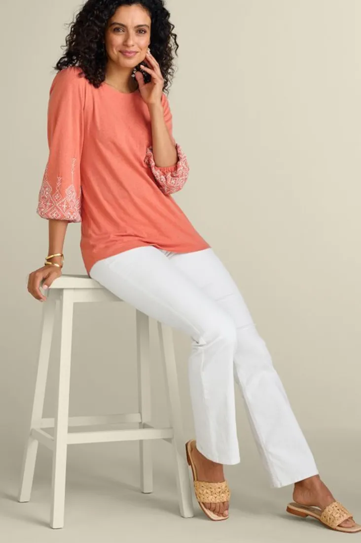 embroidered_parisian_poet_top_2.webp Shop Soft Surroundings Embroidered Parisian Poet Top ApricotBrandy