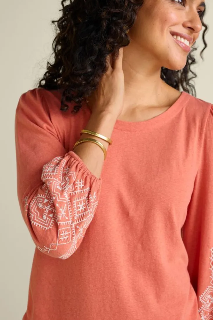 embroidered_parisian_poet_top_5.webp Shop Soft Surroundings Embroidered Parisian Poet Top ApricotBrandy