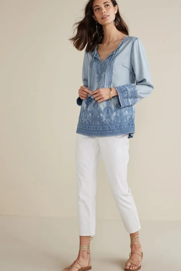 emily_embroidered_tencel_top_2.webp Shop Soft Surroundings Emily Embroidered Tencel™ Top LightChambray