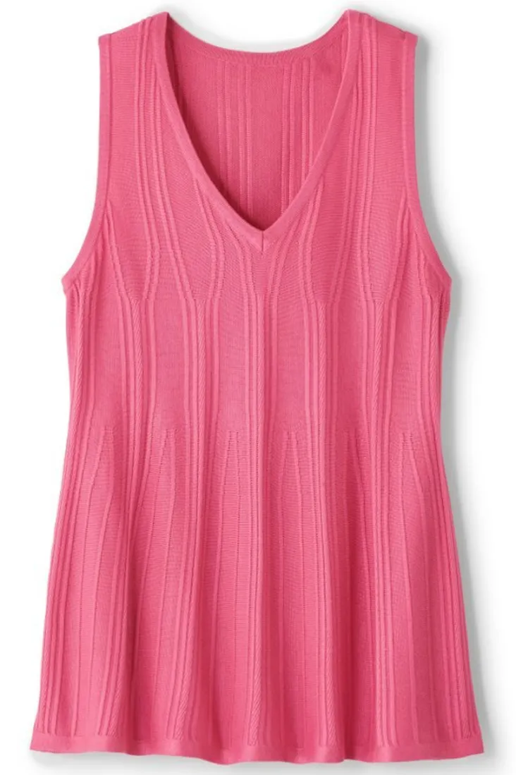 Best Sale Soft Surroundings Felicity Peplum Sweater Tank AzaleaPink