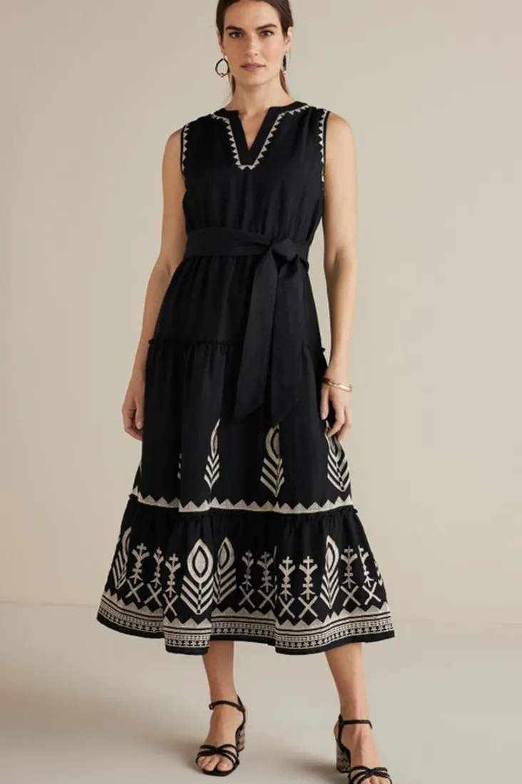 Sale Soft Surroundings Fernanda Midi Dress Black