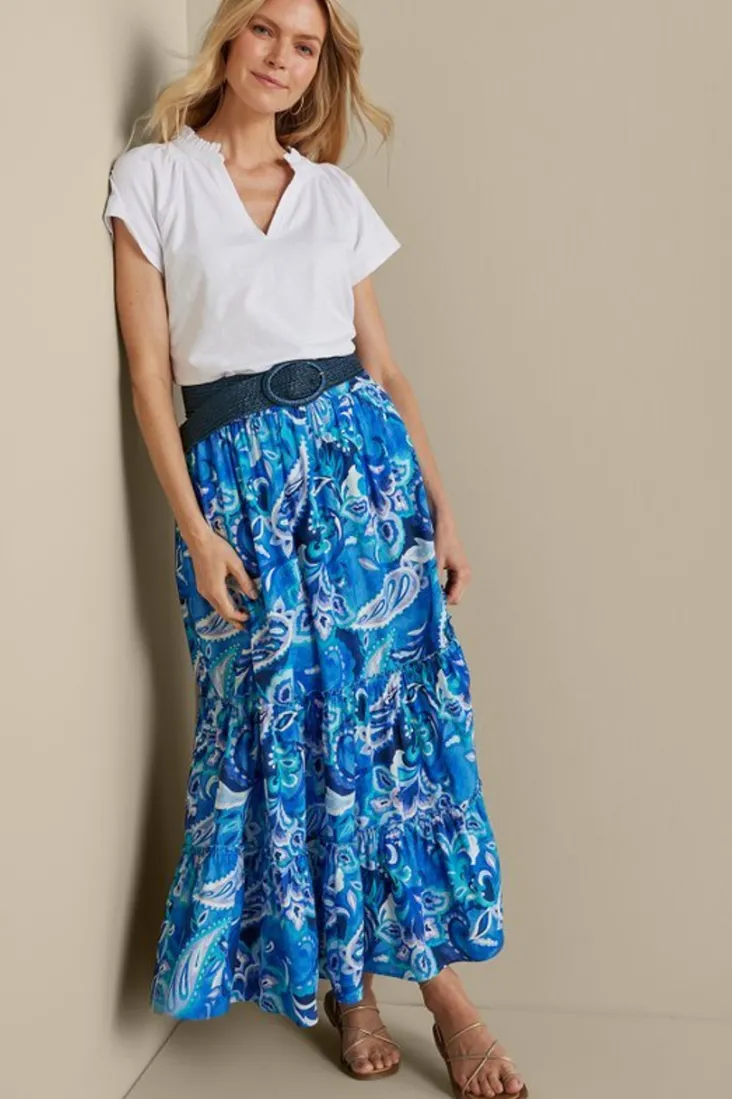 Sale Soft Surroundings Feyre Maxi Skirt IslandSunPaisleyBlue