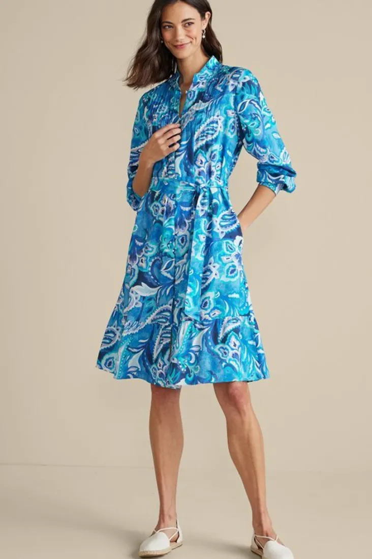 Flash Sale Soft Surroundings Feyre Short Dress IslandSunPaisleyBlue