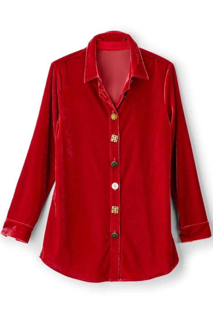filigree_velvet_boyfriend_shirt_1.webp Shop Soft Surroundings Filigree Velvet Boyfriend Shirt