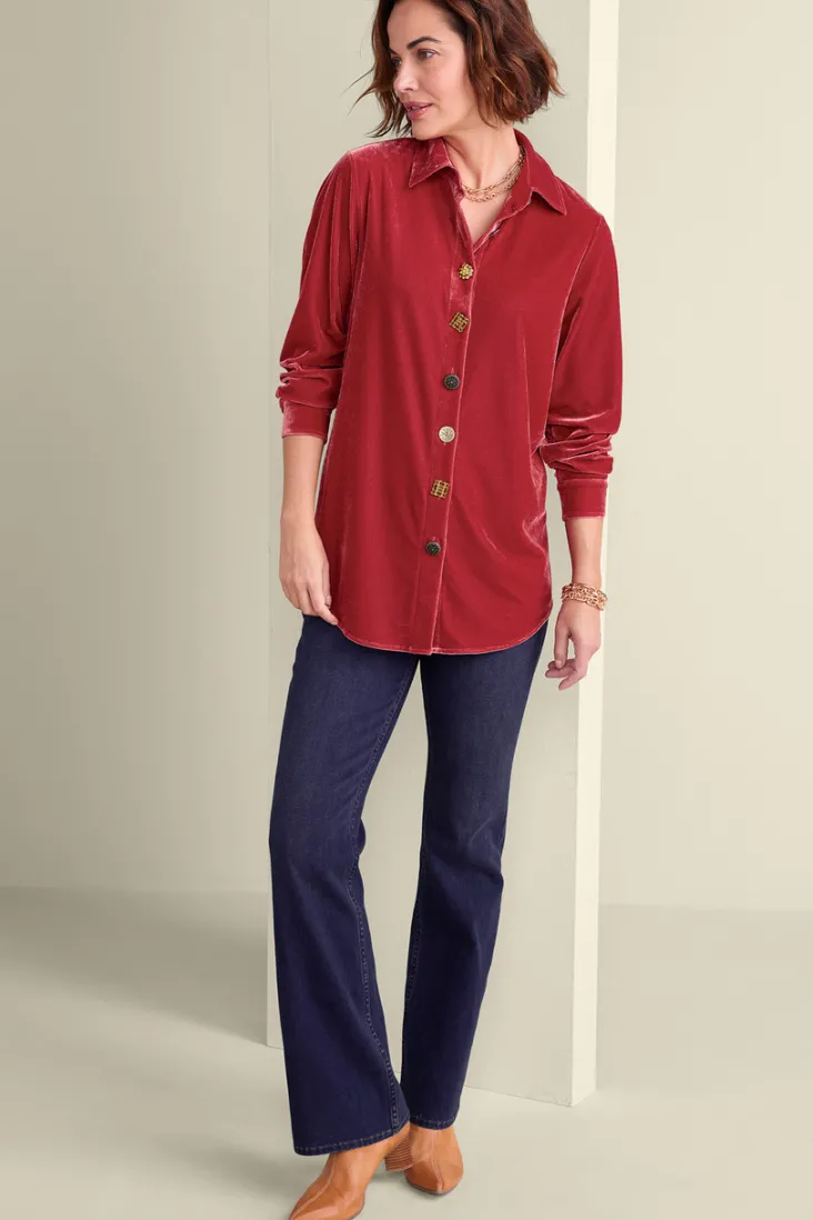 filigree_velvet_boyfriend_shirt_2.webp Shop Soft Surroundings Filigree Velvet Boyfriend Shirt
