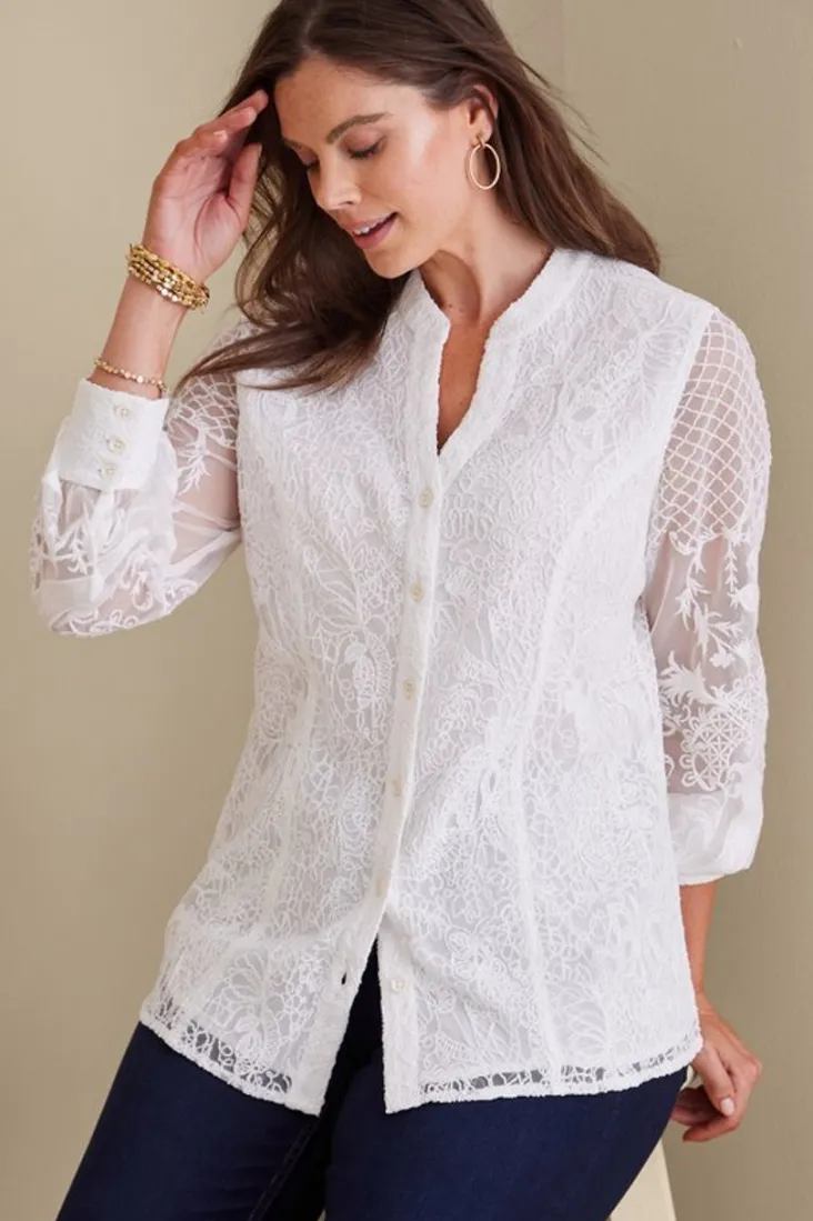 Best Sale Soft Surroundings Fiori Top IvoryPearl
