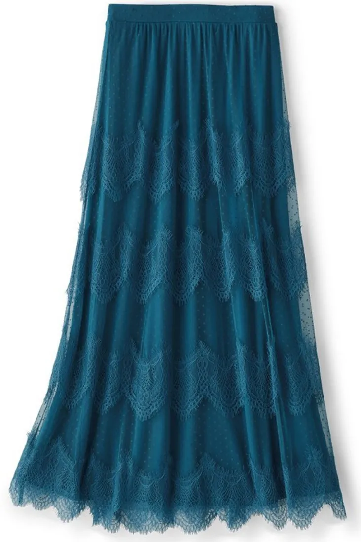 Clearance Soft Surroundings Frederica Lace Maxi Skirt SailorBlue