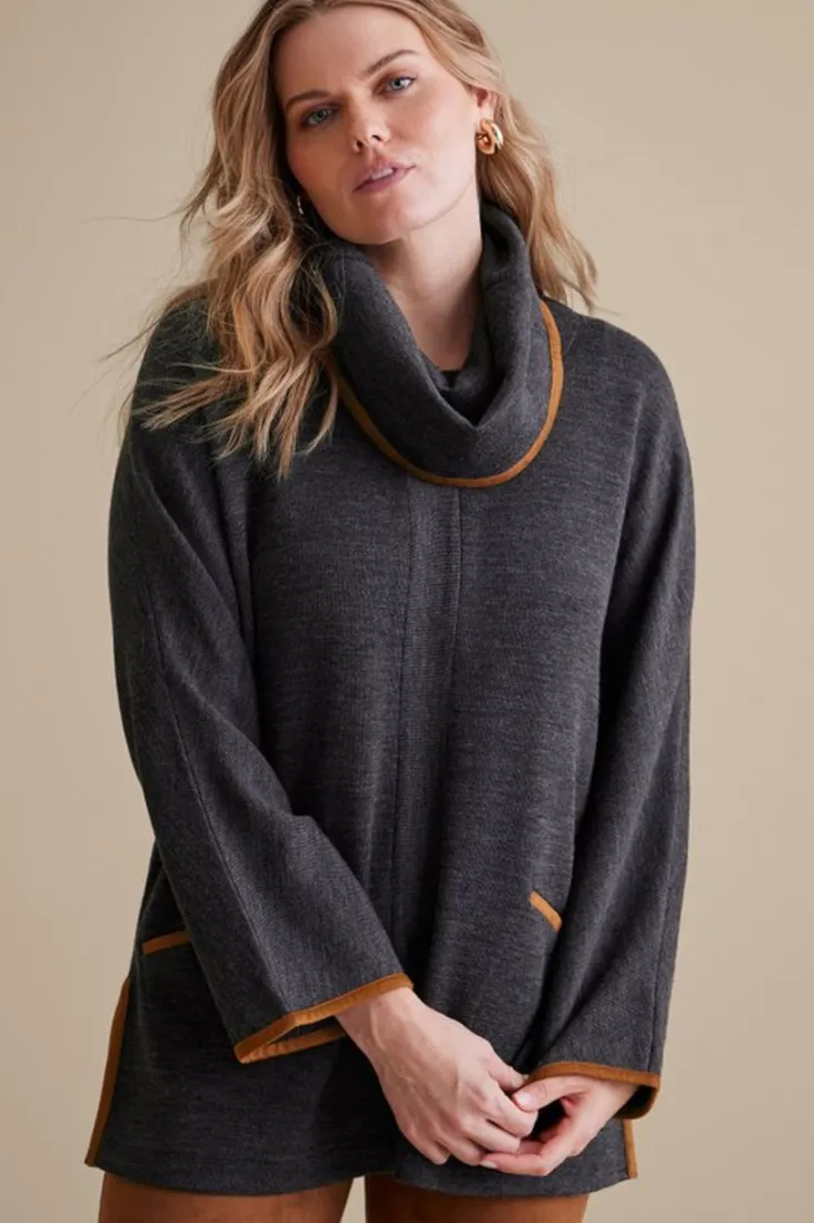 Discount Soft Surroundings Hanna Convertible Tunic CharcoalHeather
