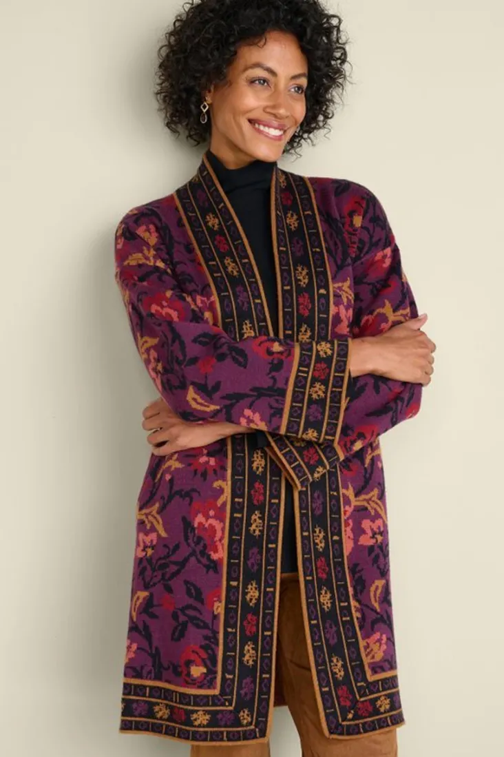 Sale Soft Surroundings Haven Jacquard Cardigan WinterGardenJacquard