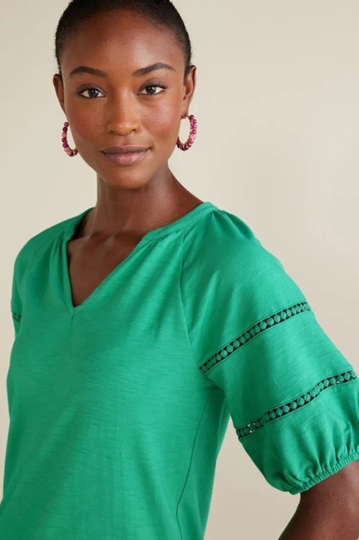 heidi_supima_puff_sleeve_tee_5.webp Discount Soft Surroundings Heidi Supima Puff Sleeve Tee HollyGreen