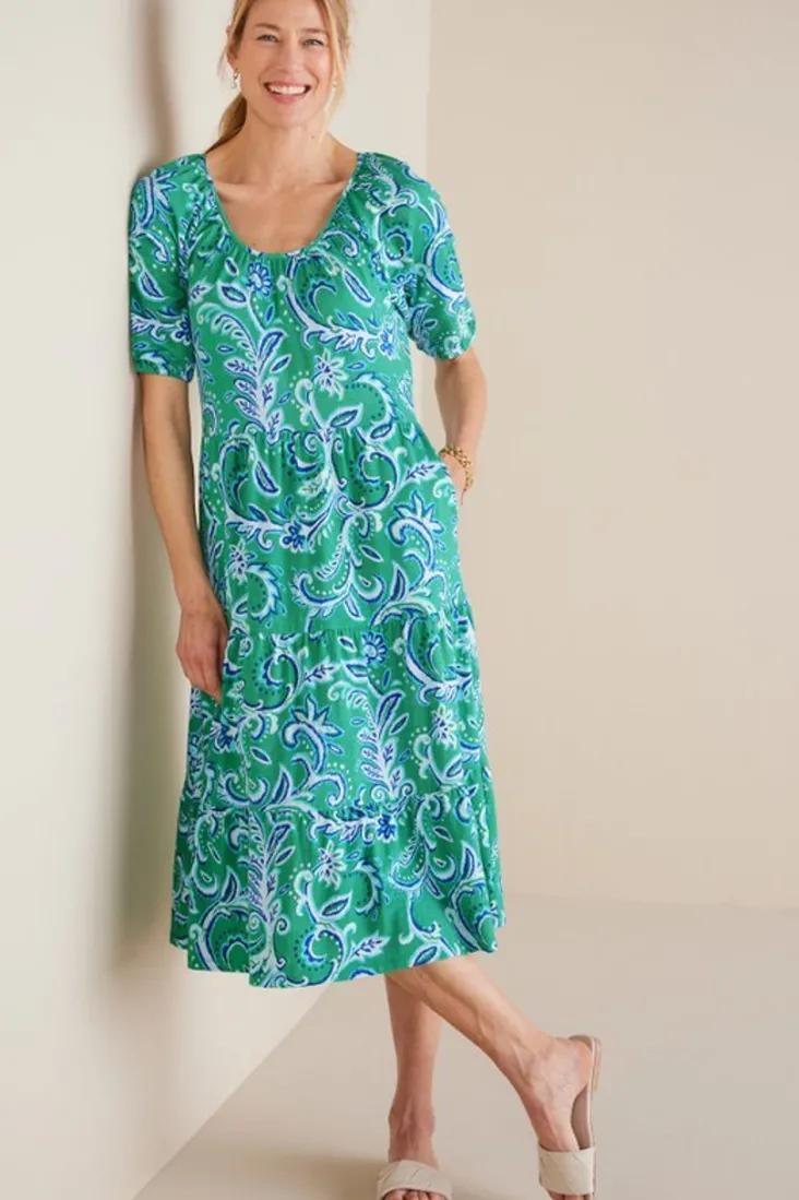 Cheap Soft Surroundings Ilana Midi Dress GreenLeafIkat